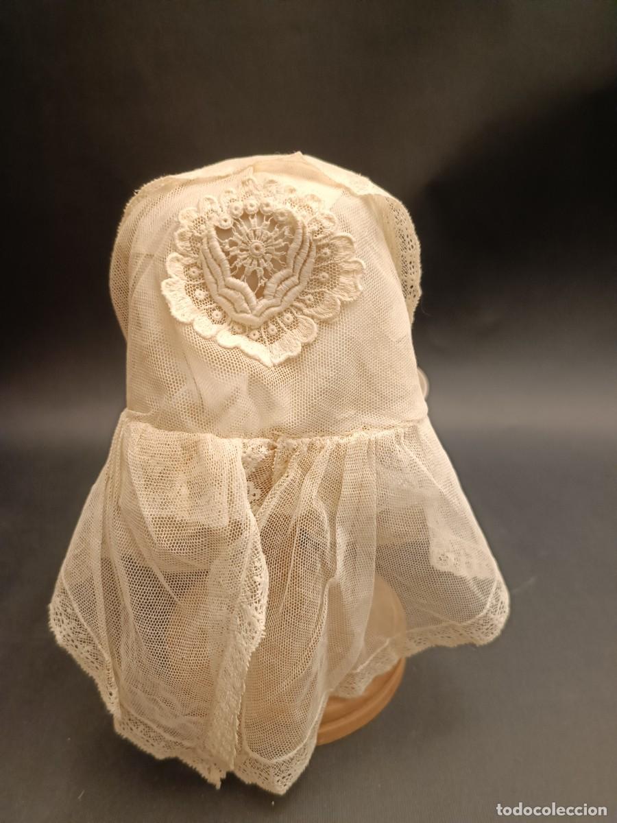 Antig&uuml;edades: ANTIGUO GORRO DE MU&Ntilde;ECA-NI&Ntilde;A EN TUL Y ENCAJE - Foto 2