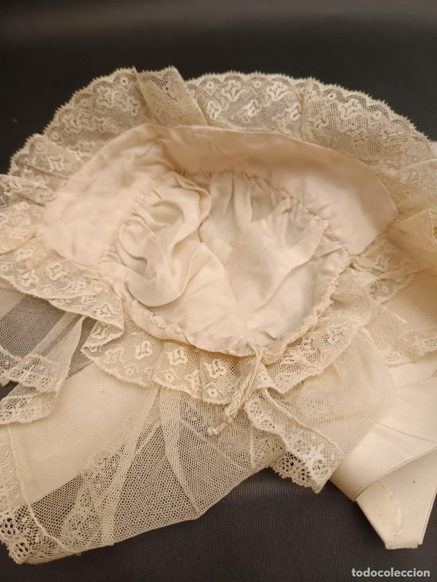 Antig&uuml;edades: ANTIGUO GORRO DE MU&Ntilde;ECA-NI&Ntilde;A EN TUL Y ENCAJE - Foto 5
