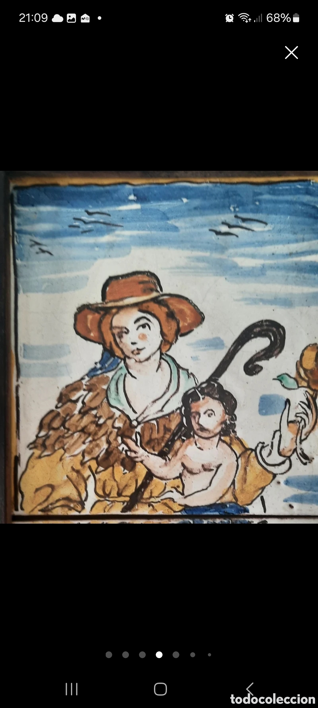 Antig&uuml;edades: Panel de 2 antiguos azulejos de cer&aacute;mica. - Foto 4