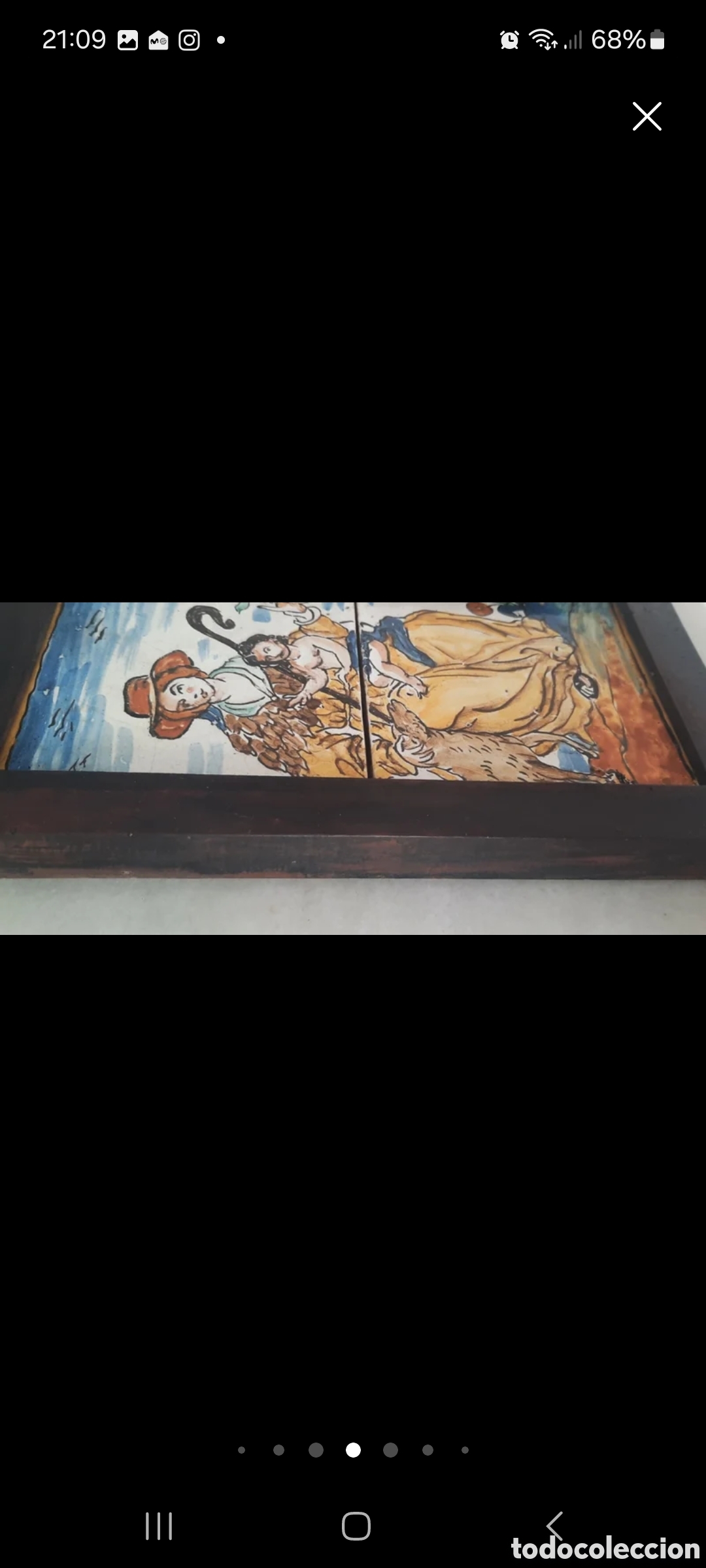 Antig&uuml;edades: Panel de 2 antiguos azulejos de cer&aacute;mica. - Foto 5