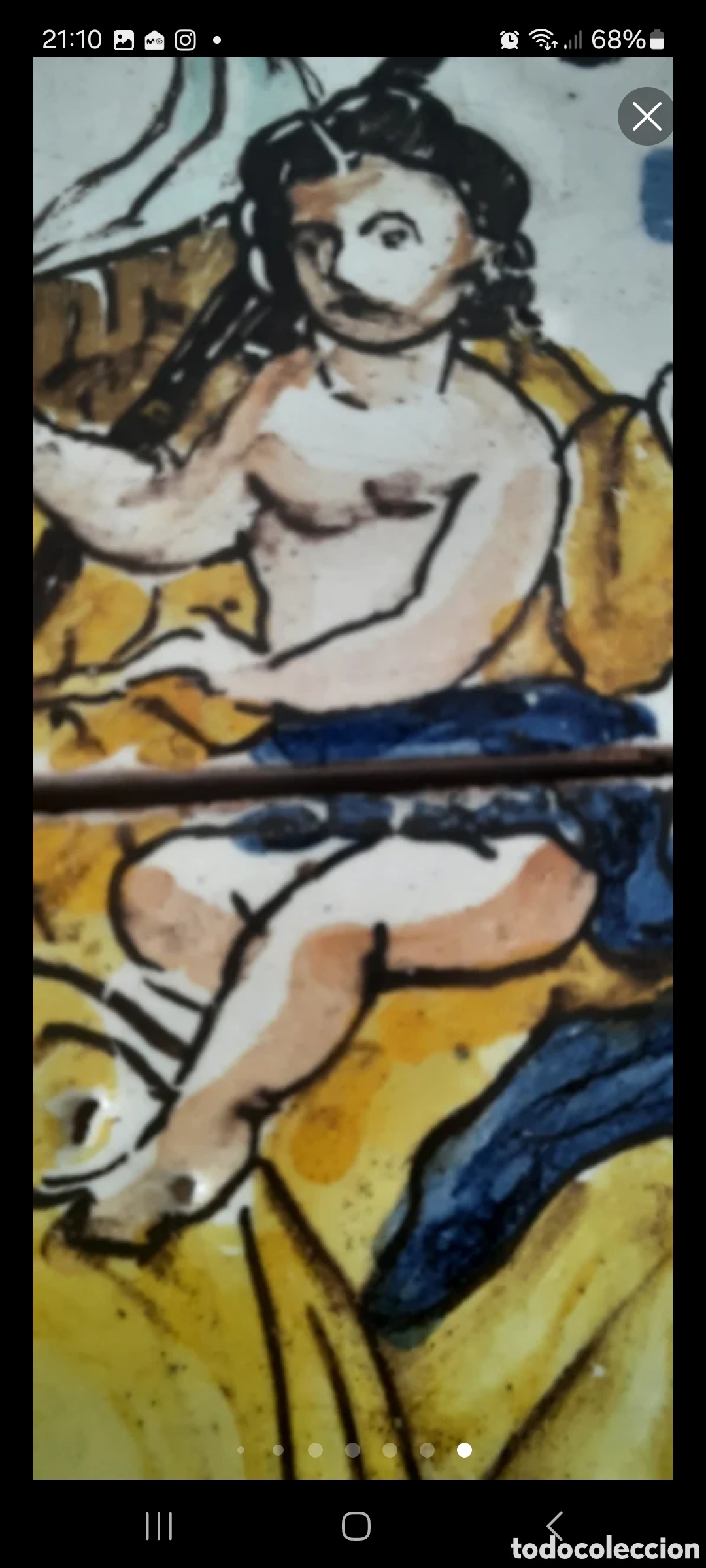 Antig&uuml;edades: Panel de 2 antiguos azulejos de cer&aacute;mica. - Foto 6