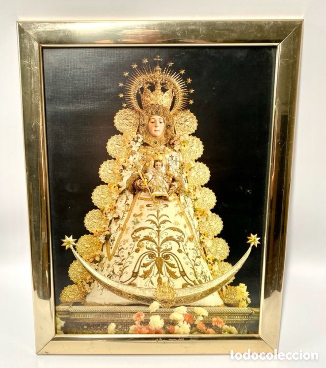 Antig&uuml;edades: L&aacute;mina enmarcada de la Virgen del Roc&iacute;o - Foto 1