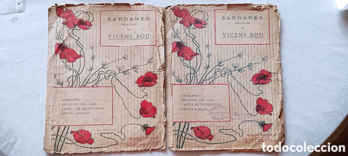 Antiguidades: Sardanes (2un.) per a piano de Vicens Bou. &rdquo;Angelina&rdquo; y &rdquo;L'anell de Prometatge&rdquo;. Musical Emp&ograve;rium.