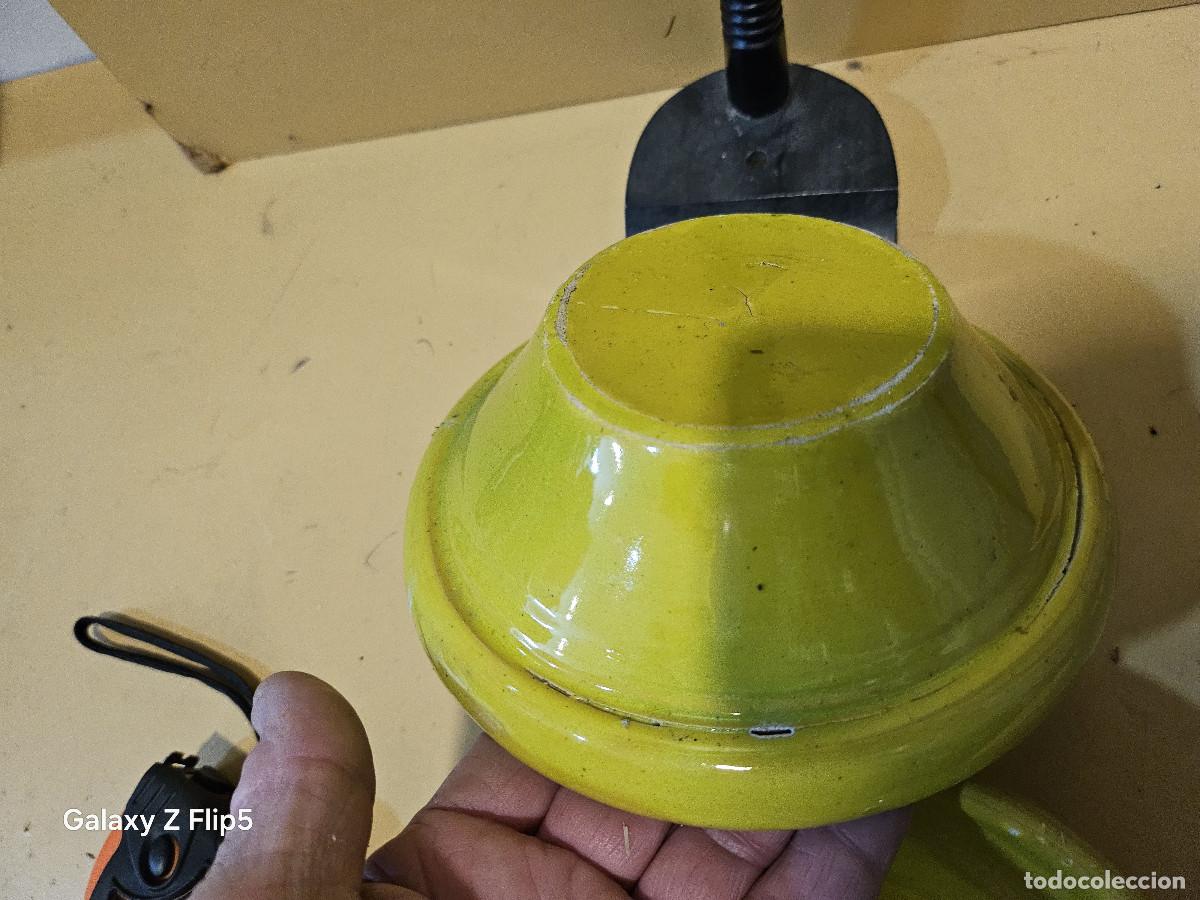 Antig&uuml;edades: lebrillo de ceramica amarilla - Foto 2