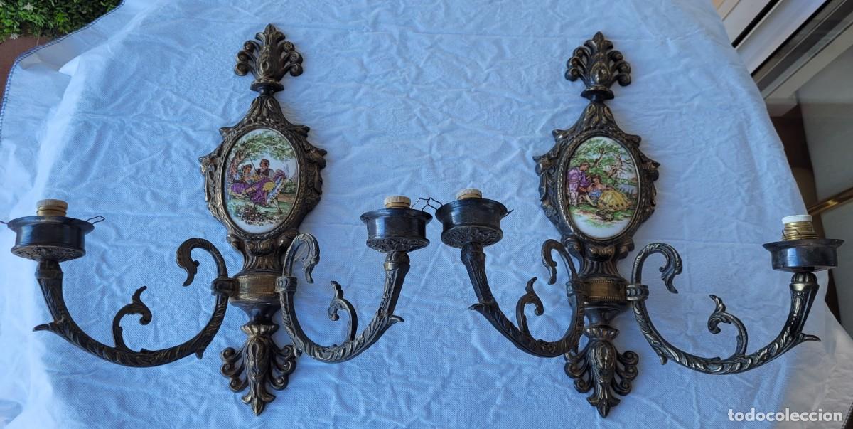 Antig&uuml;edades: PAREJA DE APLIQUES ANTIGUOS - Foto 1