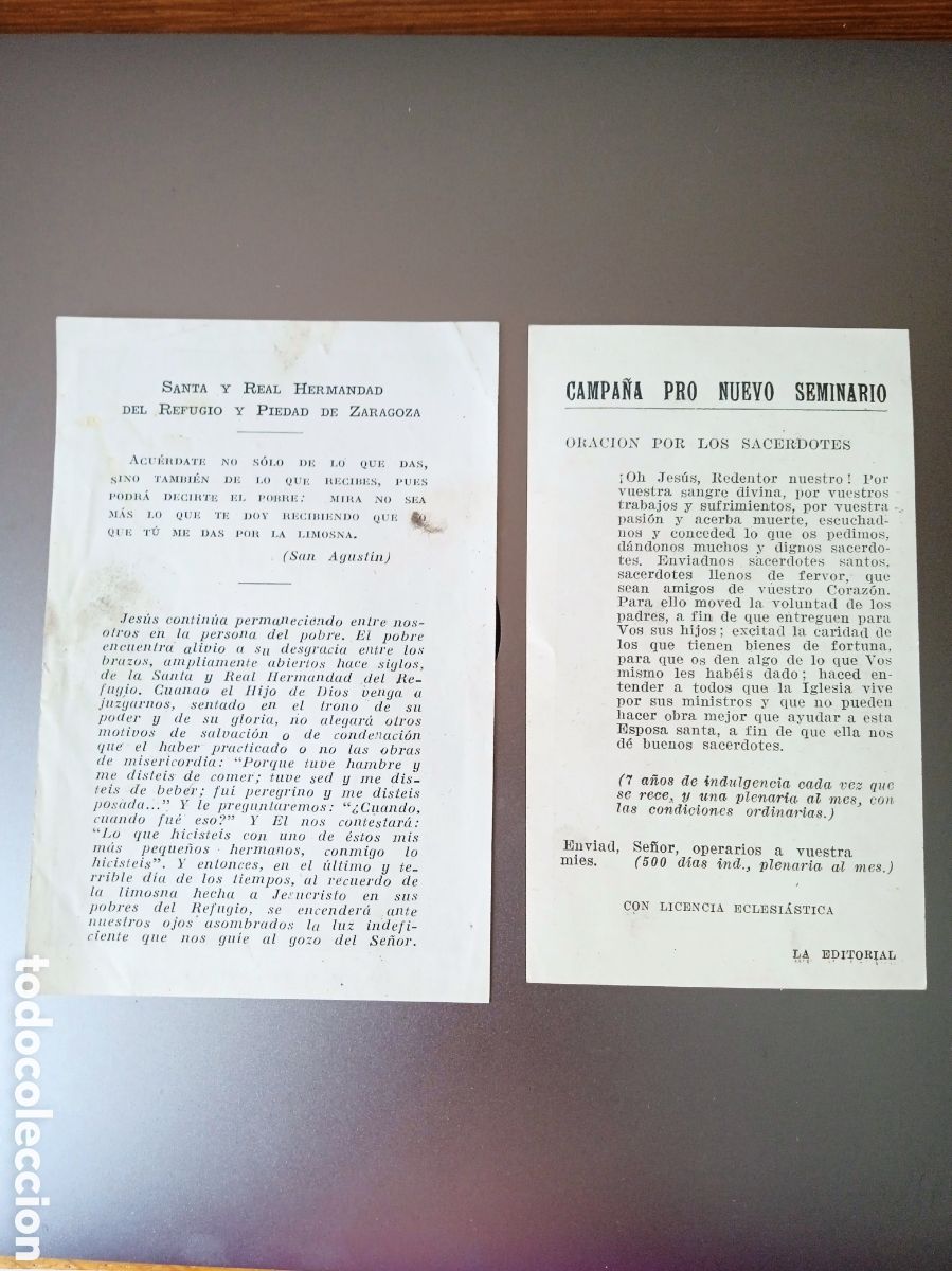 Antig&uuml;edades: Dos estampas religiosas Papa Pio XII - Foto 2