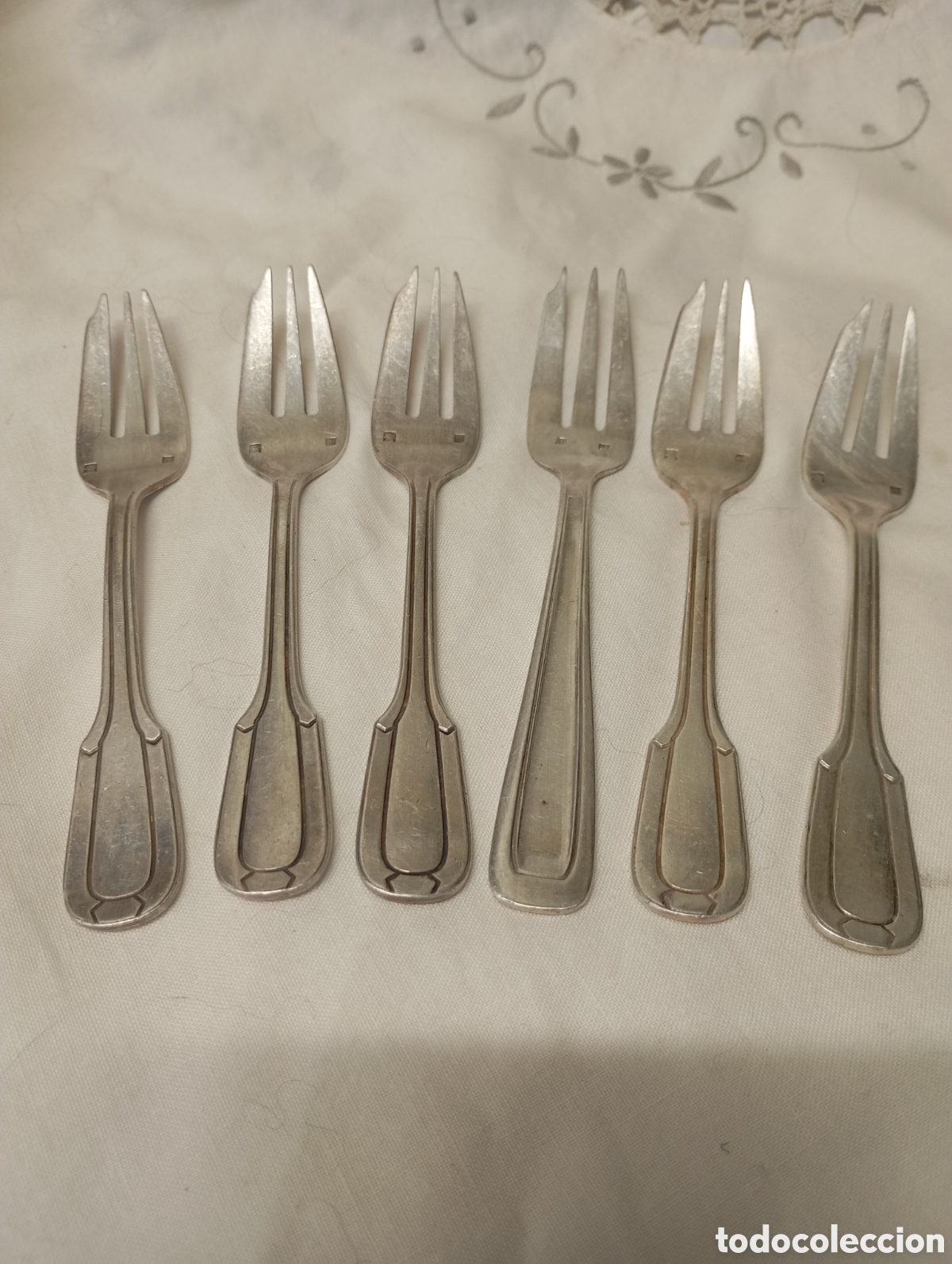 Antiques: 6 tenedores postre de Plata
