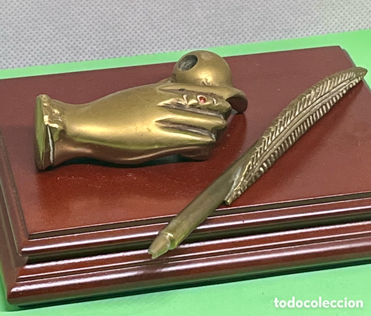 Antig&uuml;edades: &ldquo; MANO CON PLUMA &ldquo; DE BRONCE ANTIGUA - Foto 6