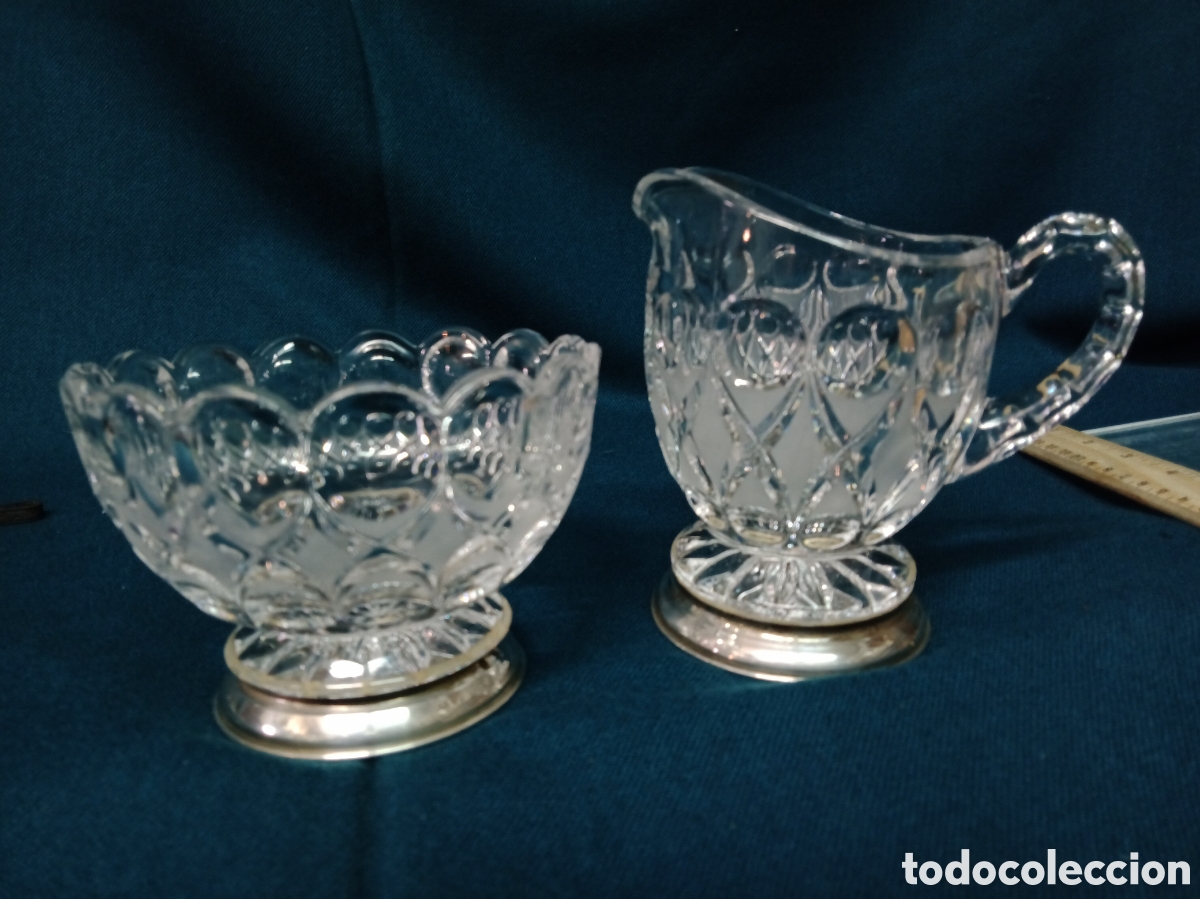 Antigüedades: AZUCARERA Y LECHERA DE PLATA Y CRISTAL DE PLOMO DE LA CASA ALEMANA NACHTMANN
