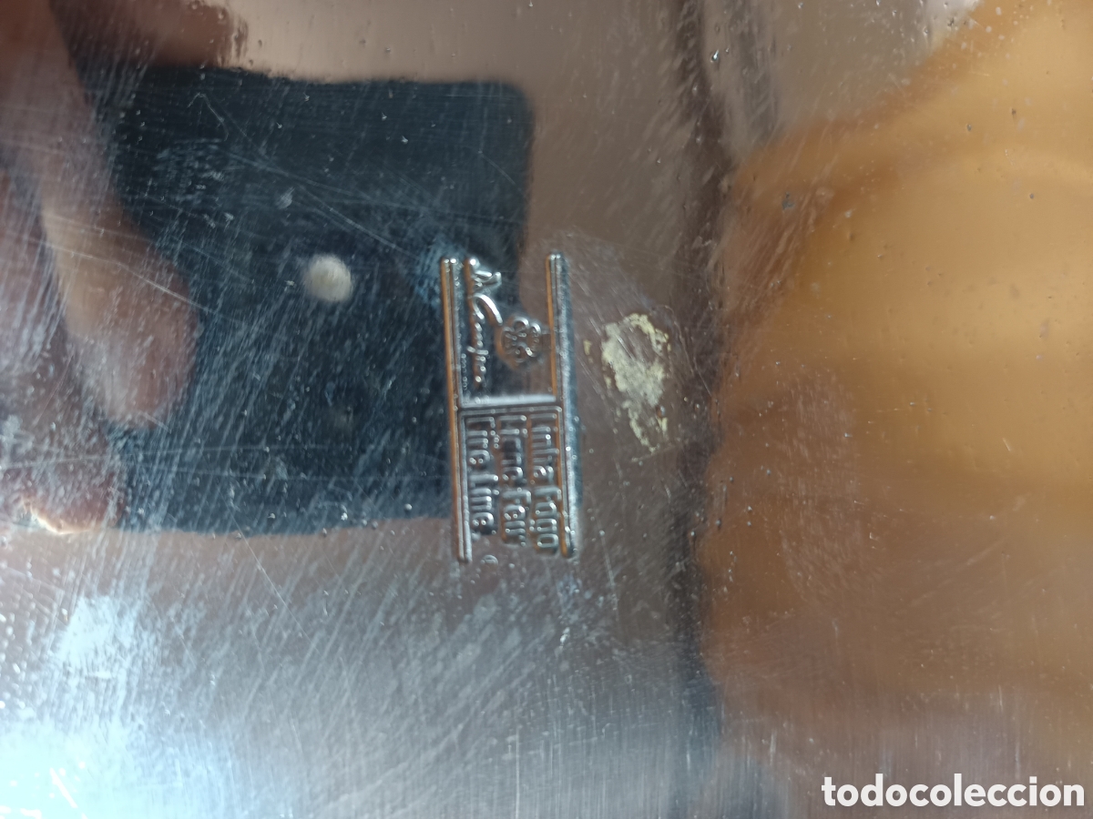 Antig&uuml;edades: bandeja de aluminio con sello A. Campos Fire Line - Foto 5