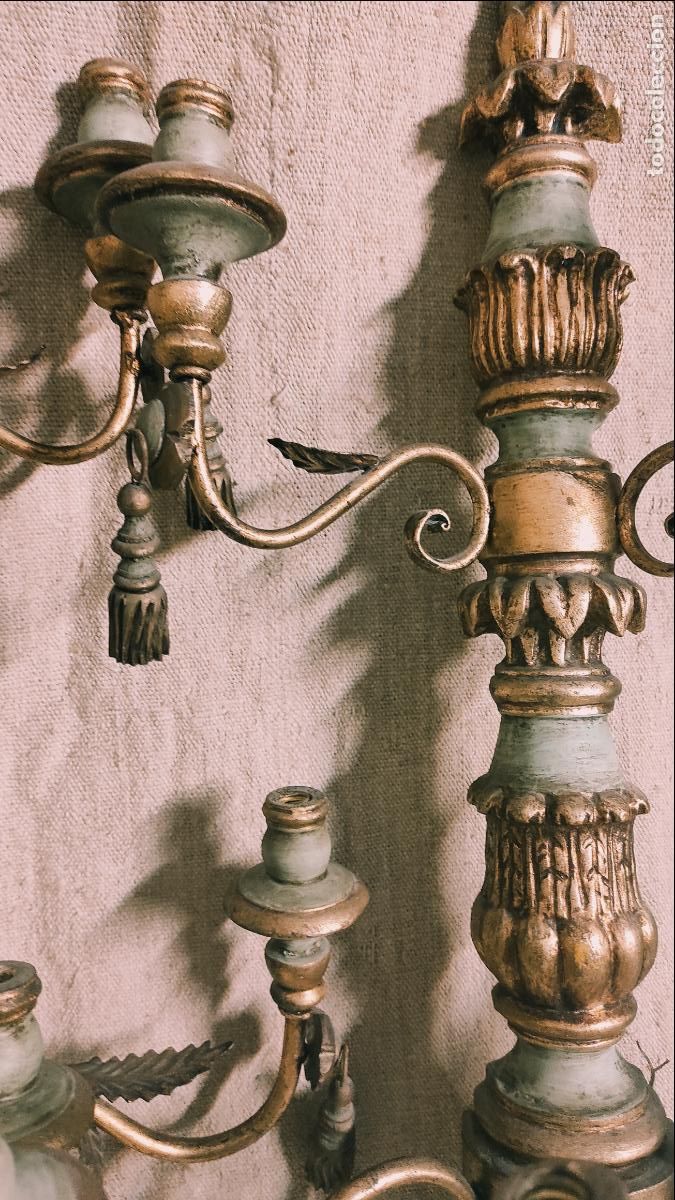Antig&uuml;edades: apliques de madera verde y hierro - Foto 2