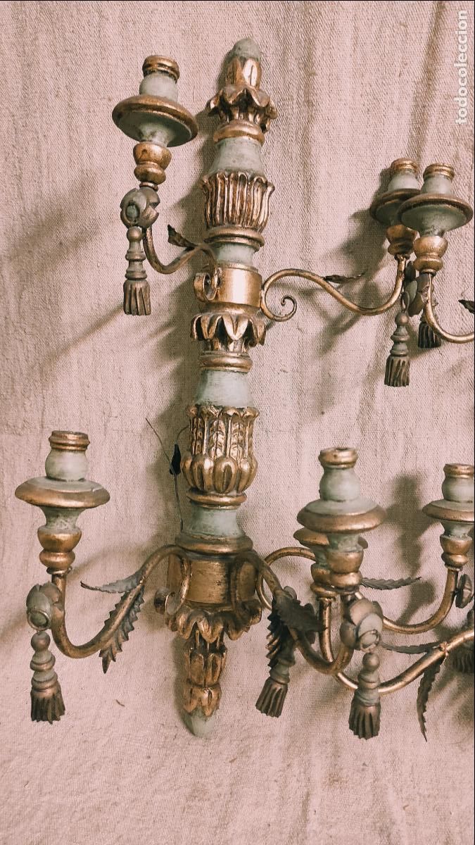 Antig&uuml;edades: apliques de madera verde y hierro - Foto 3