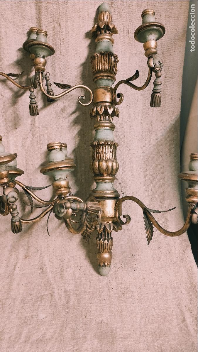 Antig&uuml;edades: apliques de madera verde y hierro - Foto 4