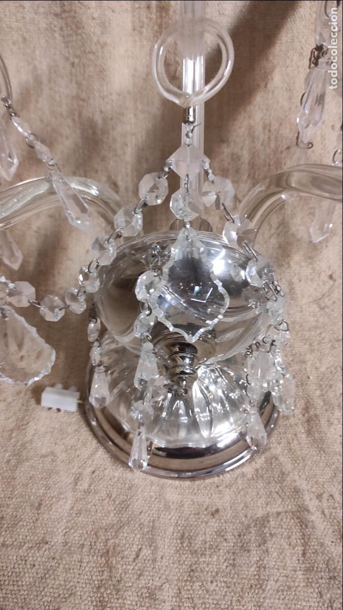 Antig&uuml;edades: aplique de cristal dos luces - Foto 4