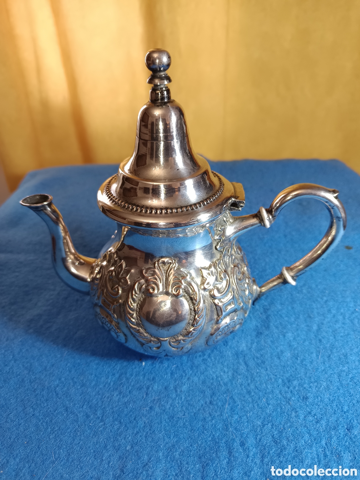 Antig&uuml;edades: tetera marroqu&iacute; en metal plateado - Foto 4