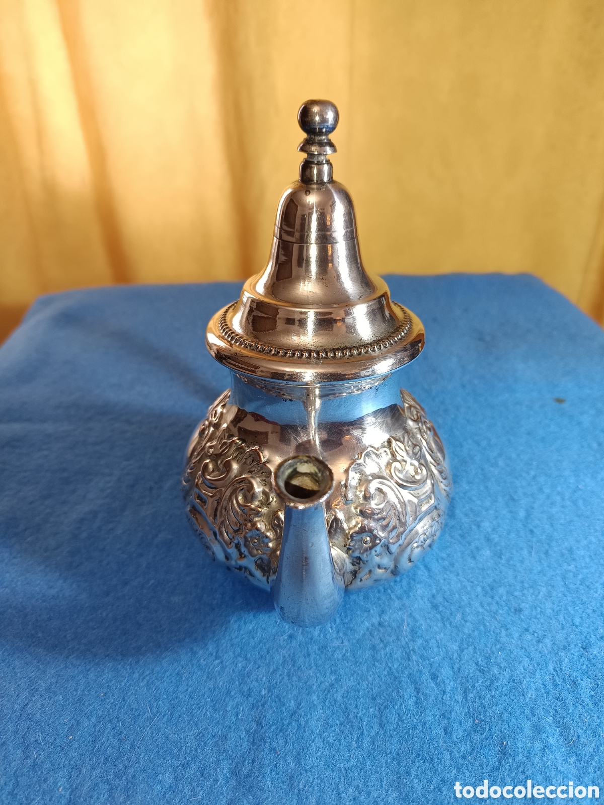 Antig&uuml;edades: tetera marroqu&iacute; en metal plateado - Foto 5