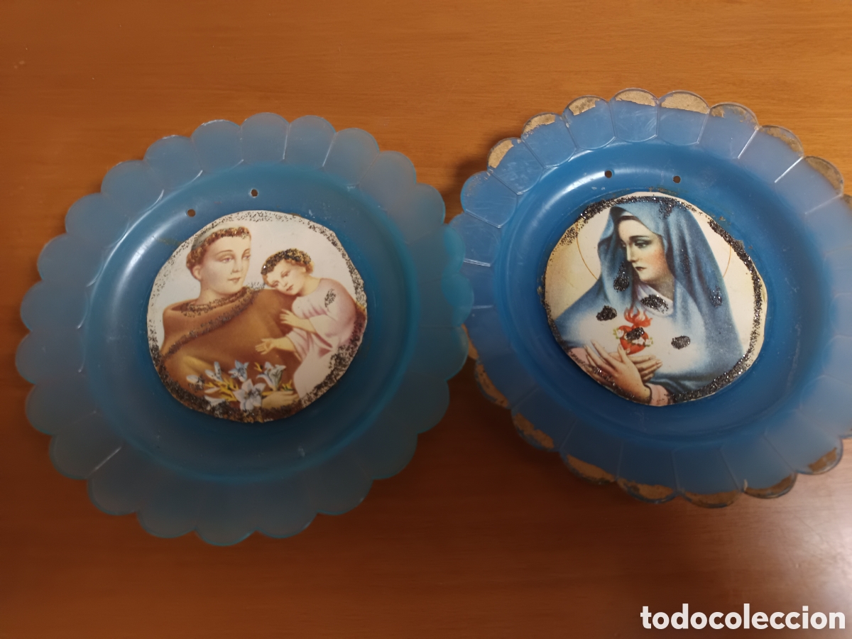 Antig&uuml;edades: Lote de dos platitos religiosos - Foto 1