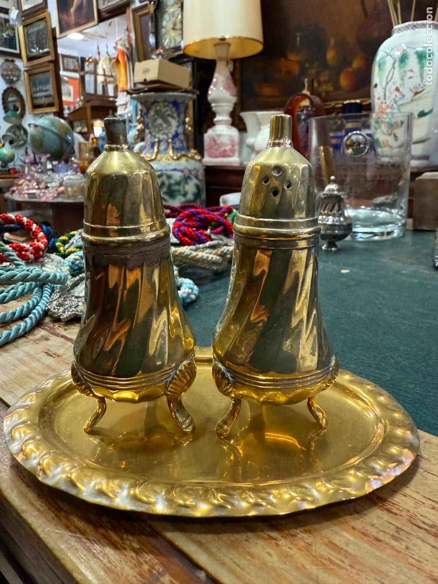 Antiques: ANTIGUO CONJUNTO DE SALERO - MEDIDA 11 CM