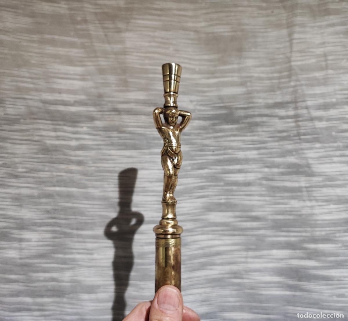 Antig&uuml;edades: BASTON DE PASEO POMO DE NI&Ntilde;O DE BRONCE - Foto 1