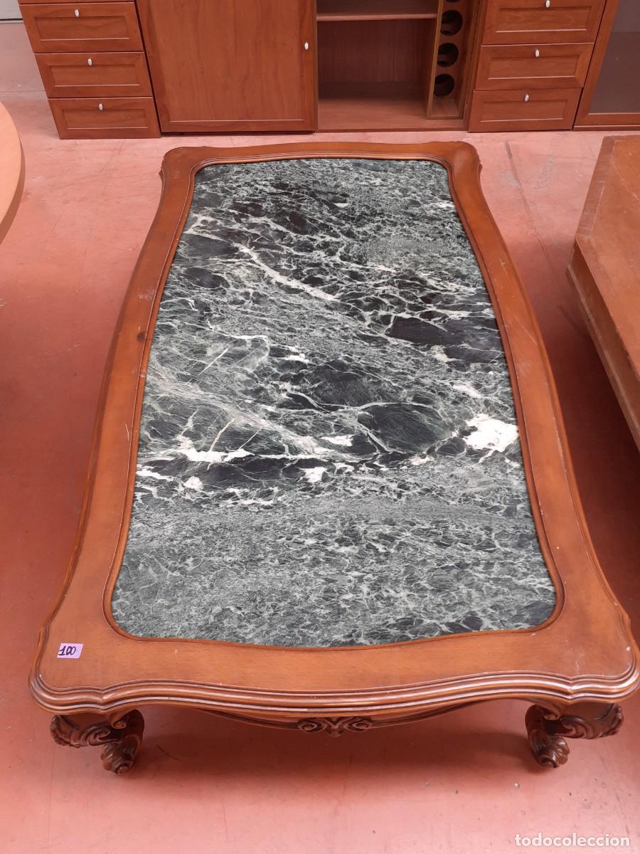 Antig&uuml;edades: Mesa de centro de m&aacute;rmol y madera noble - Foto 1