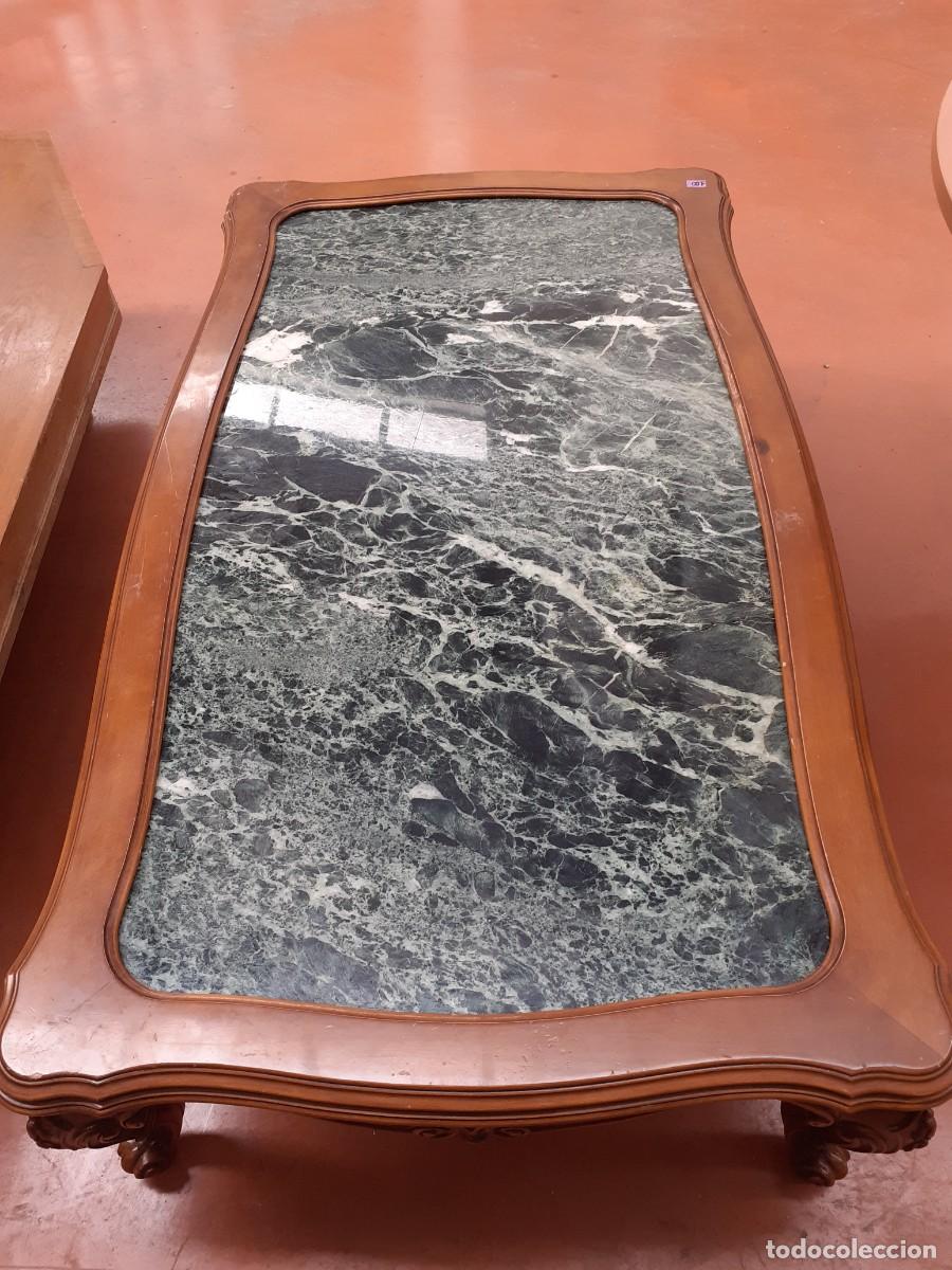 Antig&uuml;edades: Mesa de centro de m&aacute;rmol y madera noble - Foto 2
