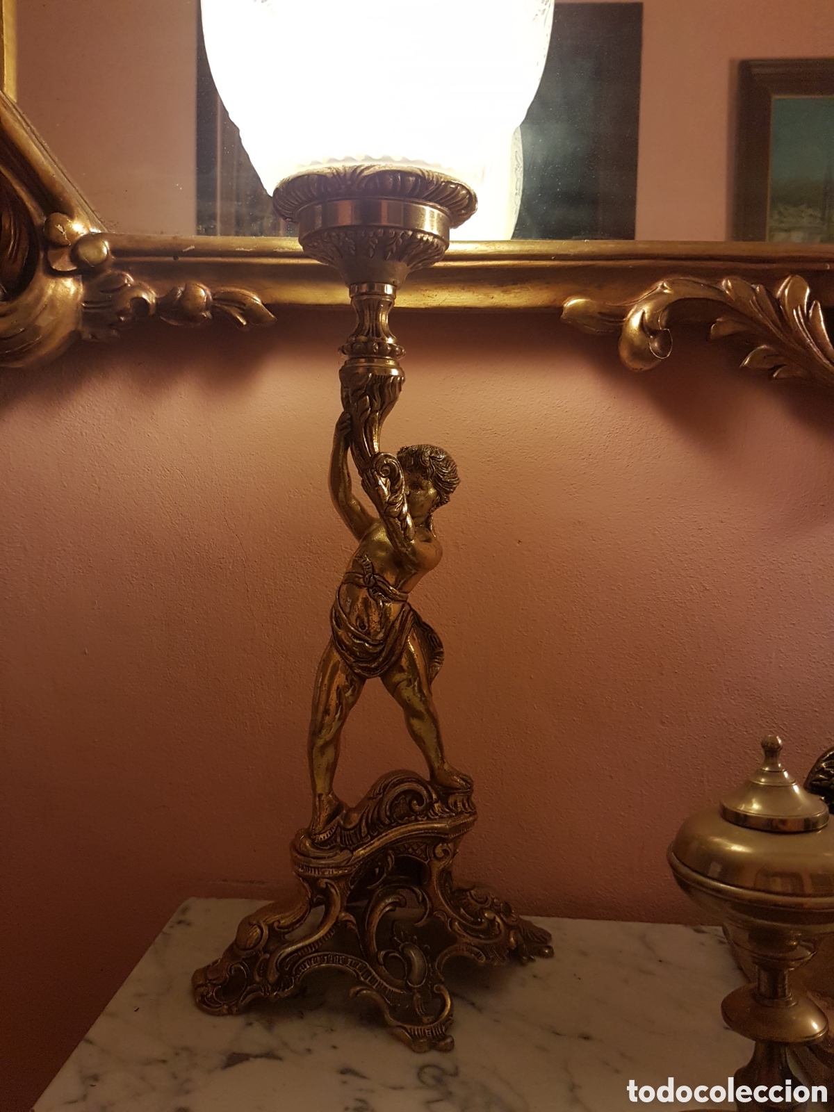 Antig&uuml;edades: L&aacute;mpara querub&iacute;n. Neoclasicismo - Foto 9