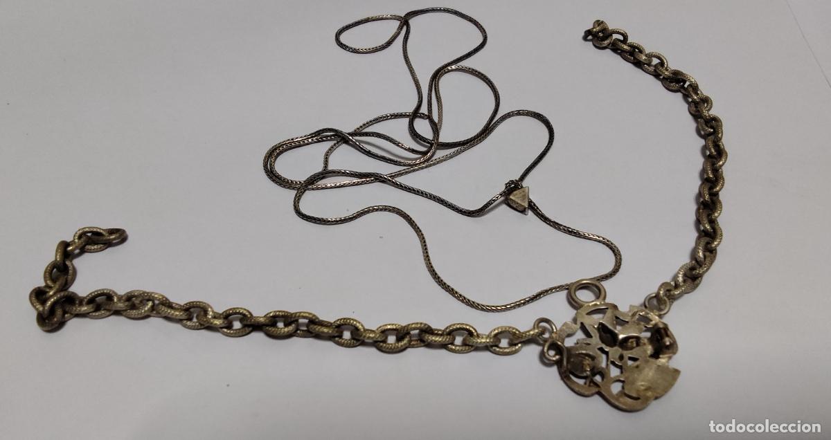 Antig&uuml;edades: COLGANTE Y CADENA DE PLATA - FLORES - Foto 2