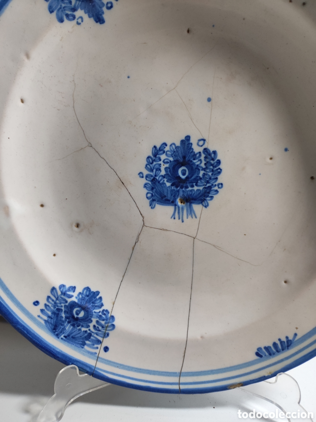 Antig&uuml;edades: Plato de Manises azul la&ntilde;ado - Foto 2