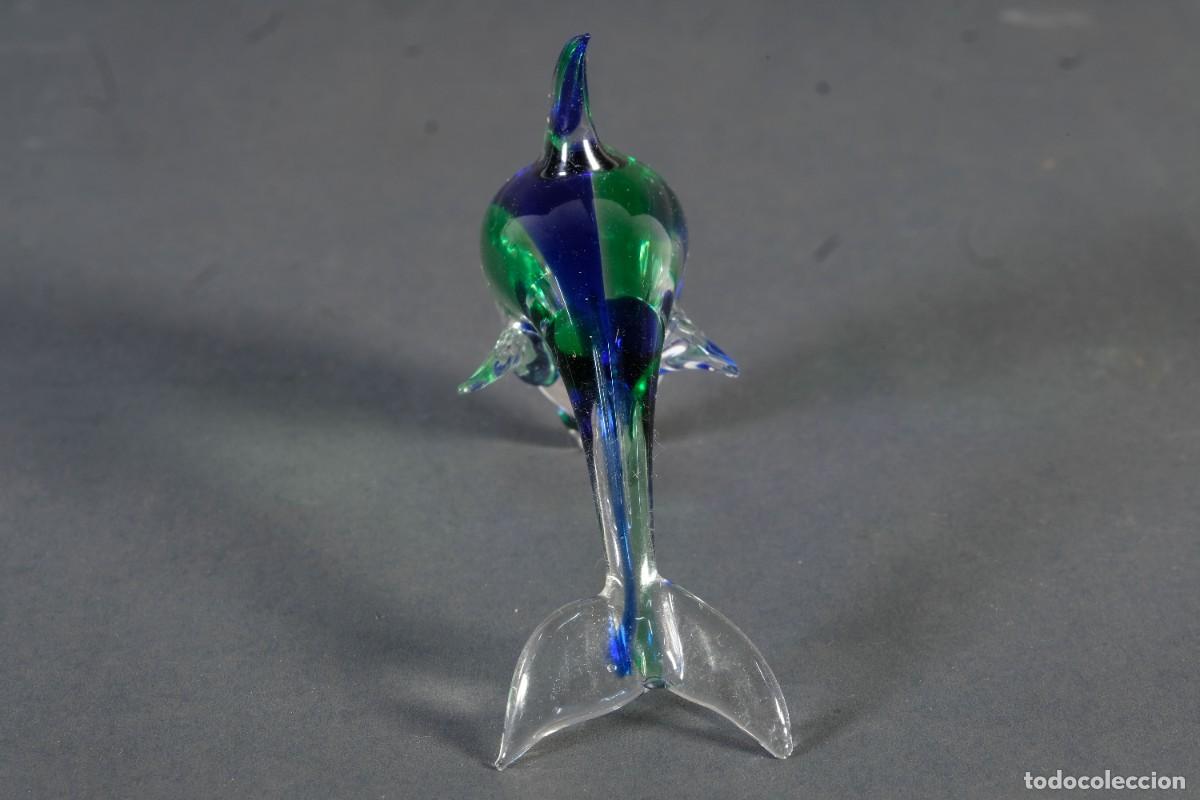 Antig&uuml;edades: Figura de delf&iacute;n en cristal de Murano - Foto 4