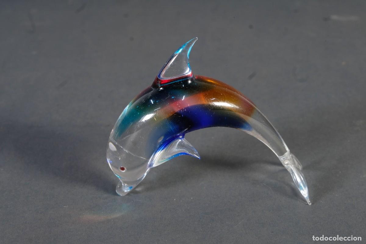 Antig&uuml;edades: Figura de delf&iacute;n en cristal de Murano - Foto 2