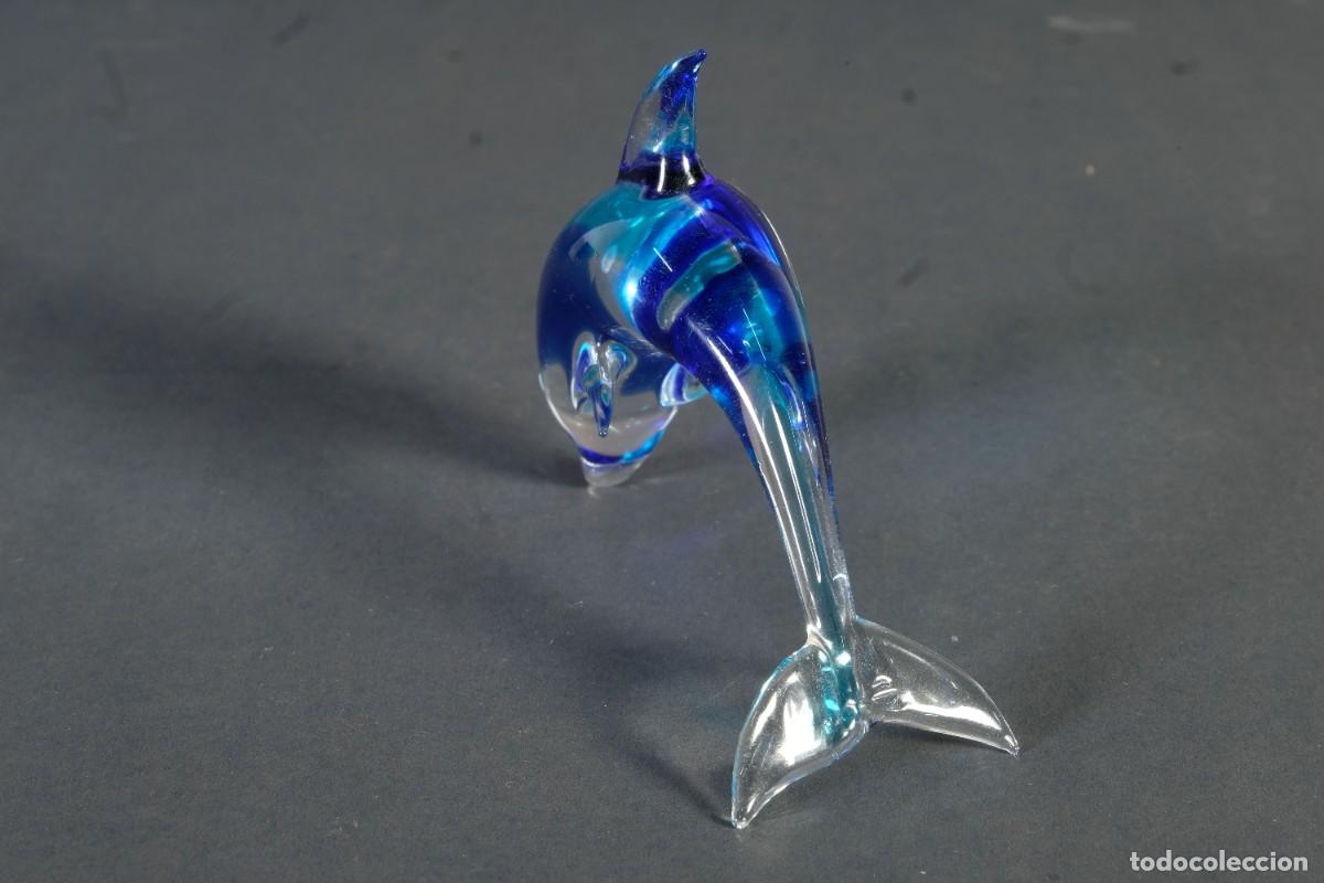 Antig&uuml;edades: Figura de delf&iacute;n en cristal de Murano - Foto 4