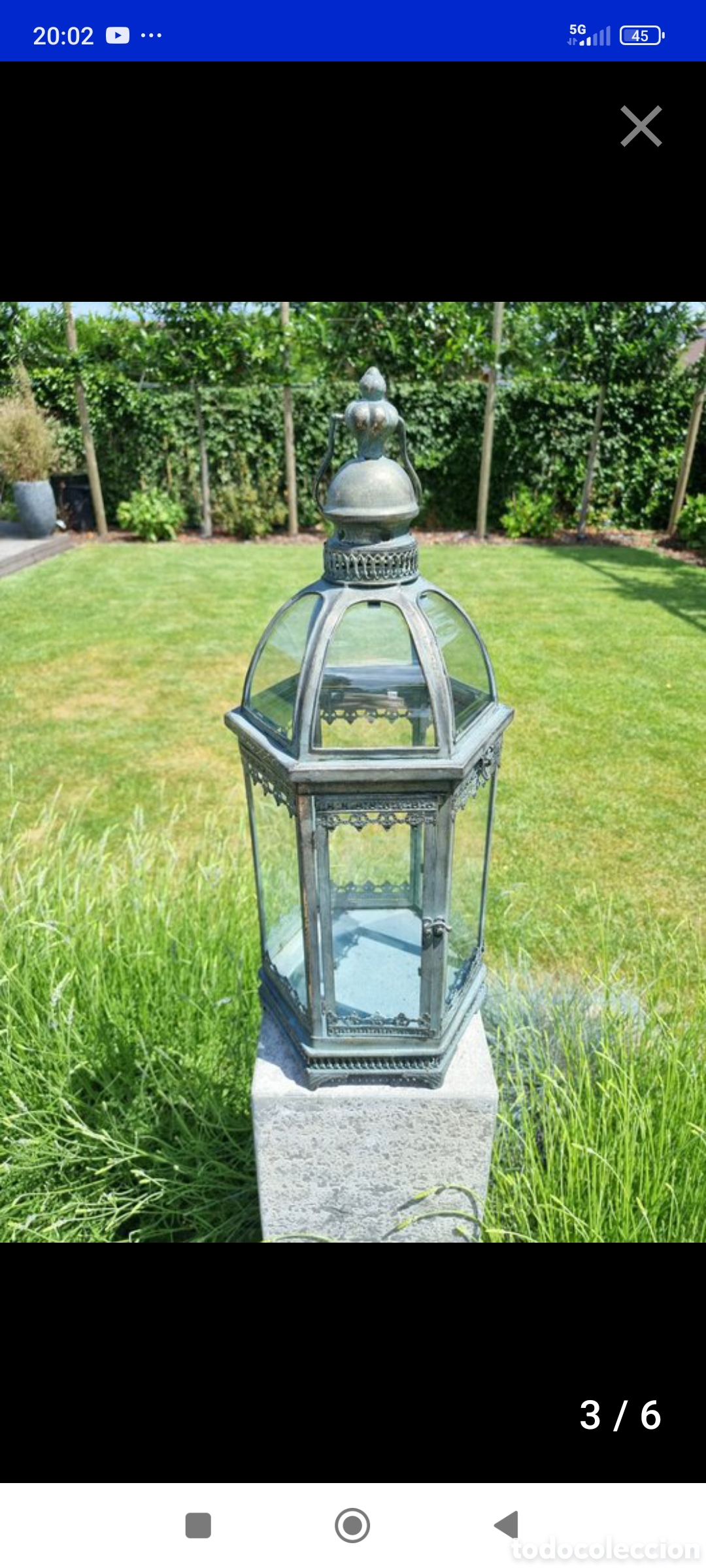 Antig&uuml;edades: N 77 FAROL DE METAL Y VIDRIO - Foto 2