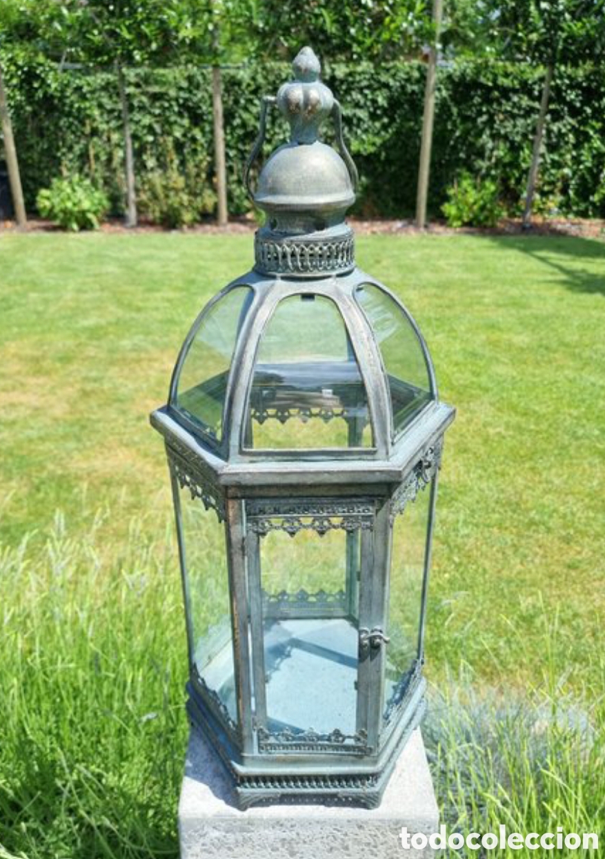 Antig&uuml;edades: N 77 FAROL DE METAL Y VIDRIO - Foto 3