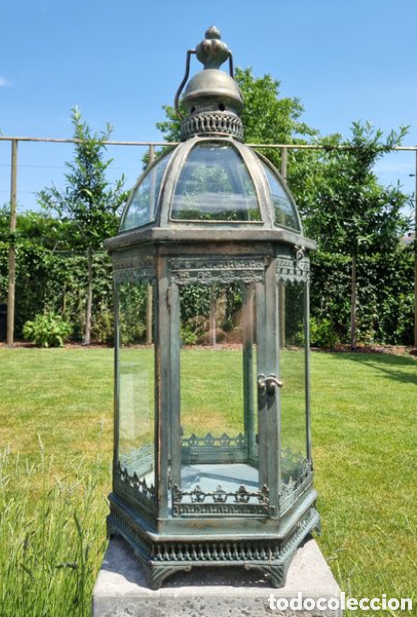 Antig&uuml;edades: N 77 FAROL DE METAL Y VIDRIO - Foto 1