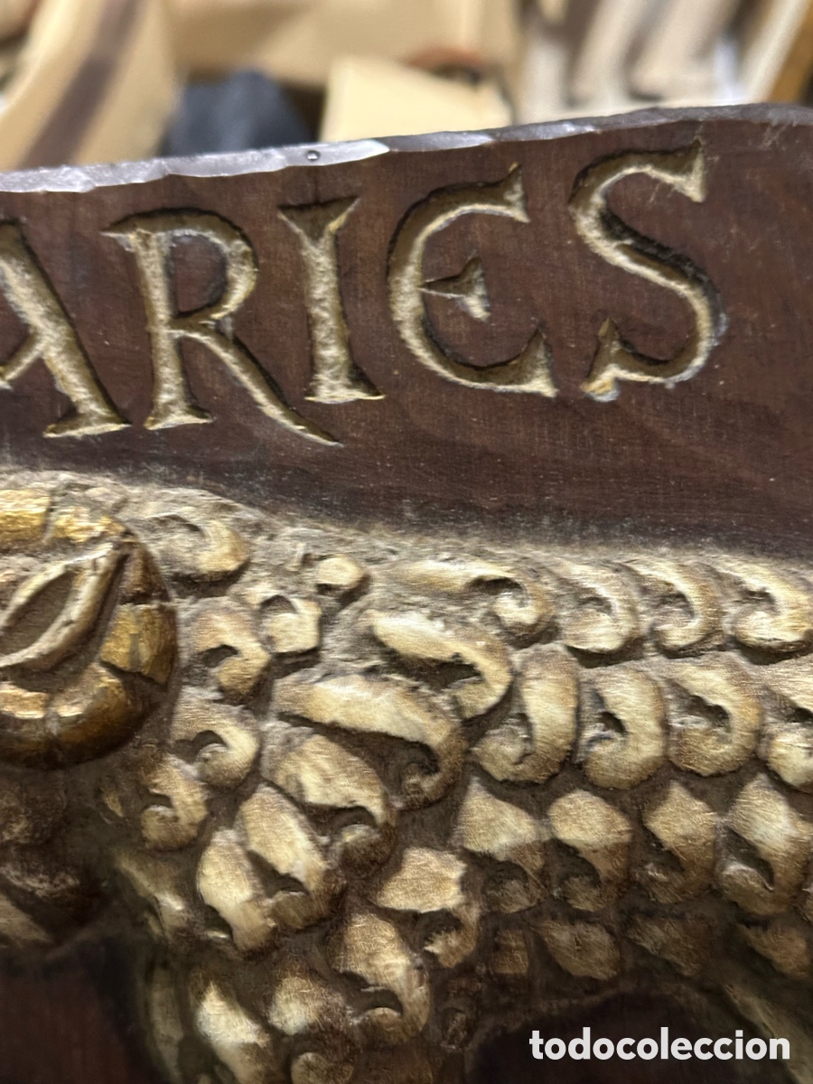Antig&uuml;edades: Placa tallada en madera horiscopo aries - Foto 3