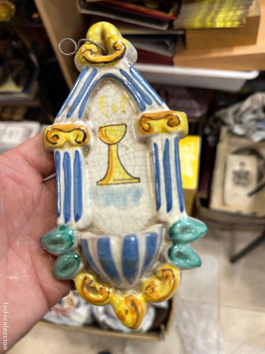Antig&uuml;edades: Bonito benditera porcelana esmaltada - Foto 1