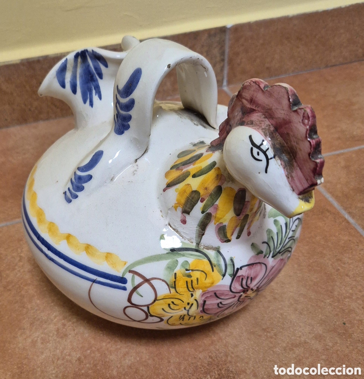 Antig&uuml;edades: BOTIJO DE CERAMICA CON FORMA DE GALLO - Foto 2