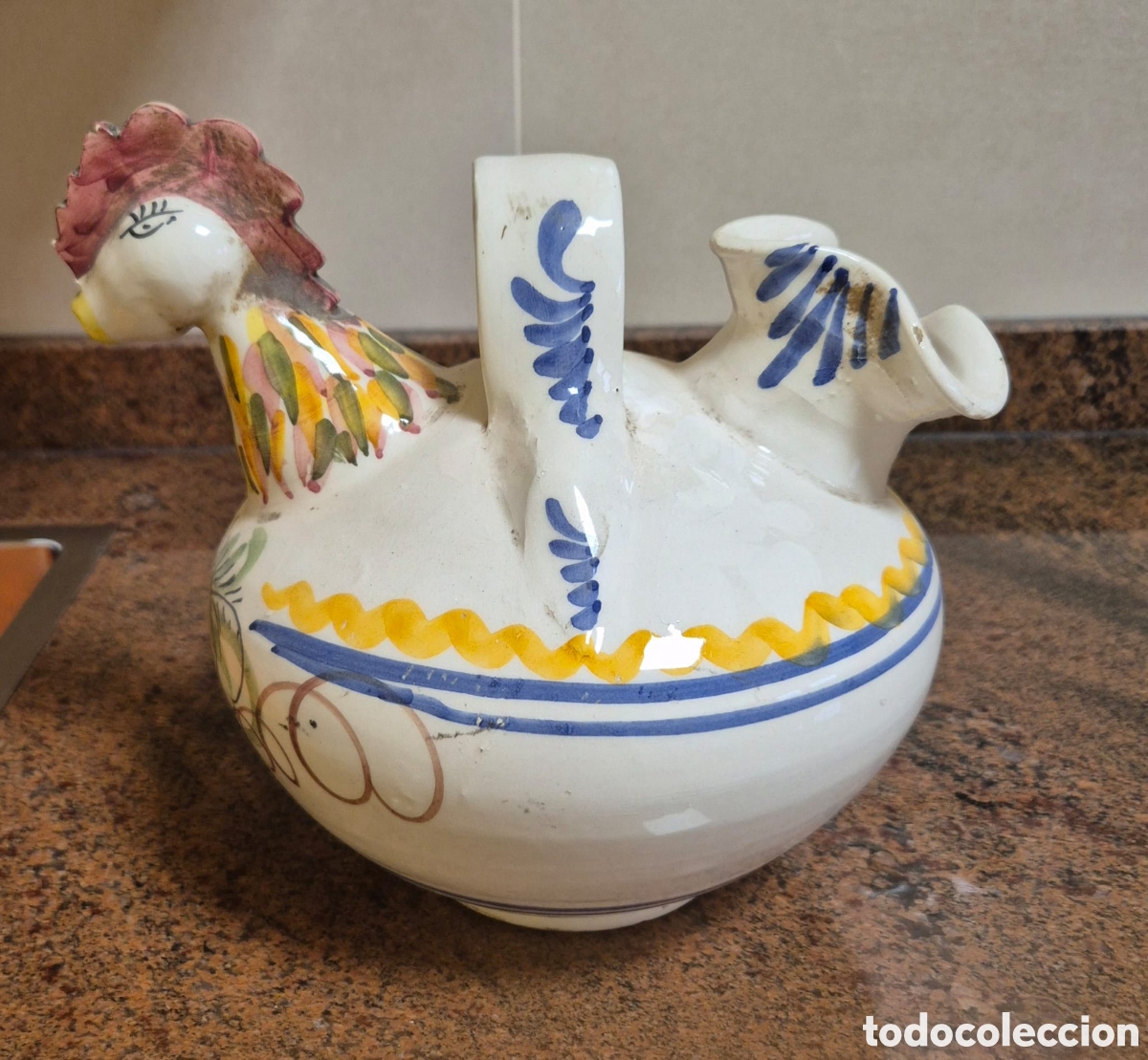 Antig&uuml;edades: BOTIJO DE CERAMICA CON FORMA DE GALLO - Foto 1