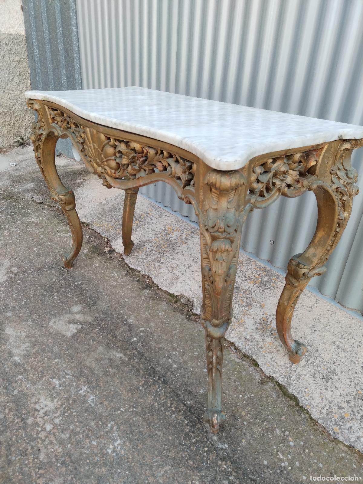 Antig&uuml;edades: antigua consola de madera dorada - Foto 5