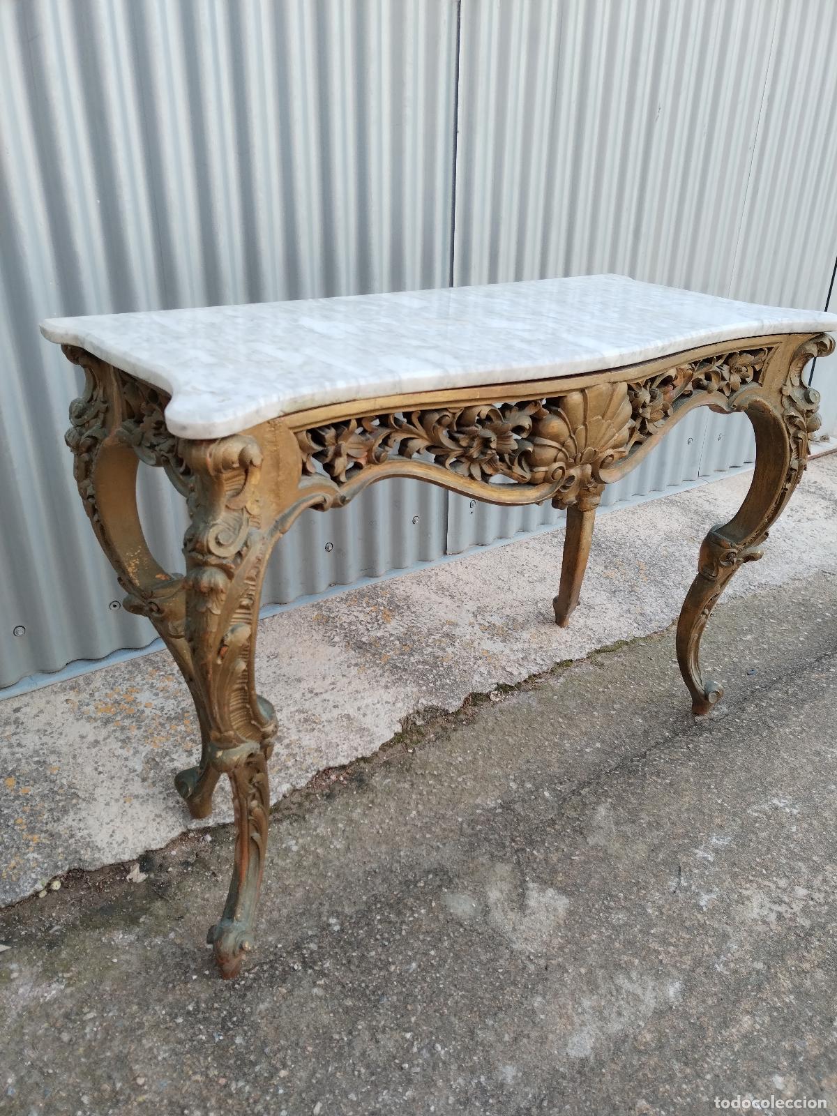 Antig&uuml;edades: antigua consola de madera dorada - Foto 6