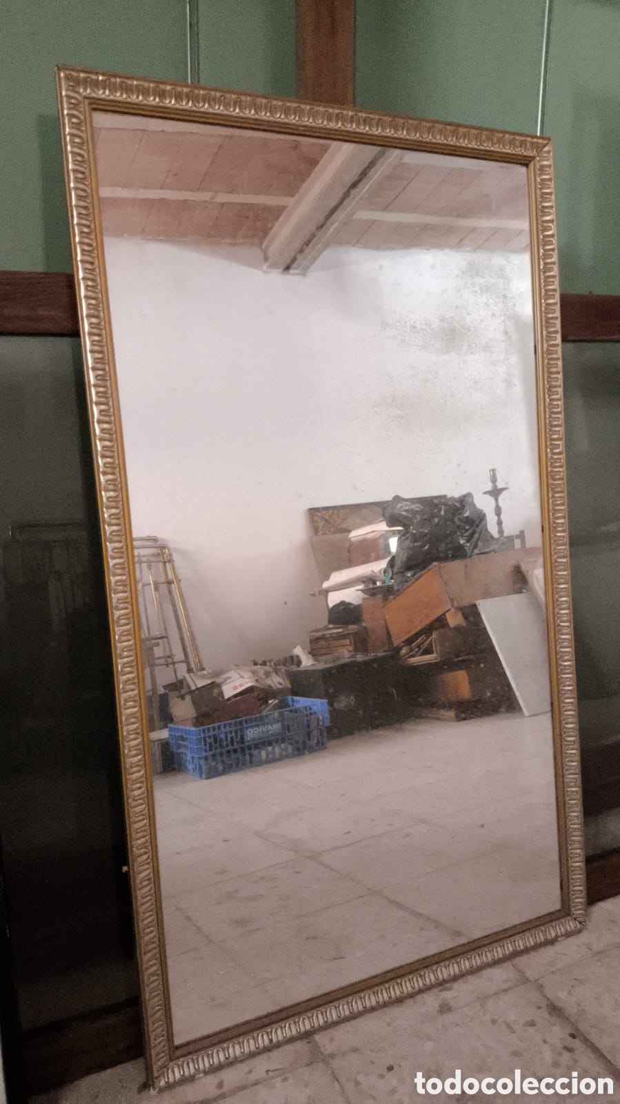 Antig&uuml;edades: Espejo vertical sim&eacute;trico dorado estilo franc&eacute;s - Foto 2