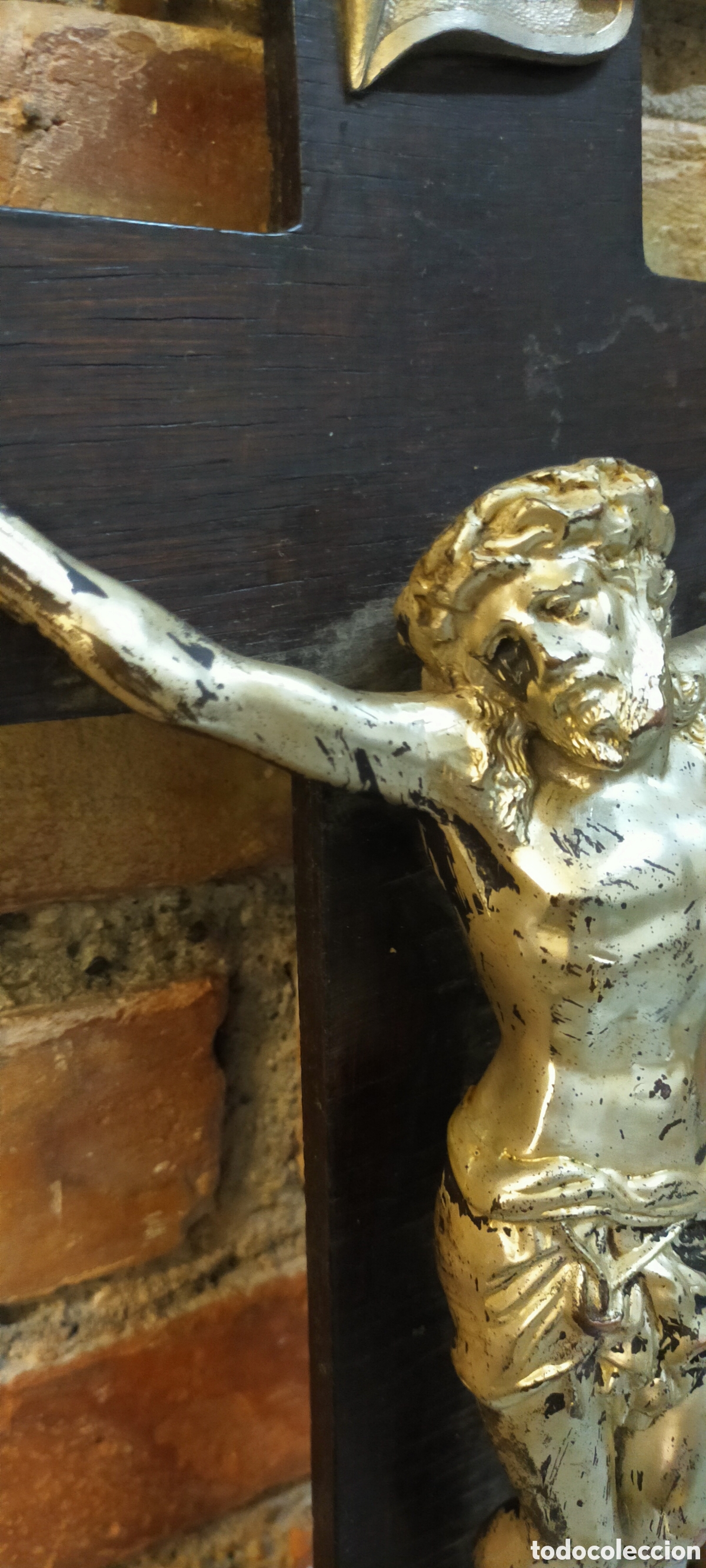 Antig&uuml;edades: Cruz de pared metal y madera - Foto 2