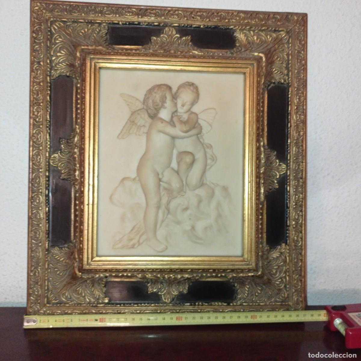 Antig&uuml;edades: Cuadro de alabastro de angelitos - Foto 2