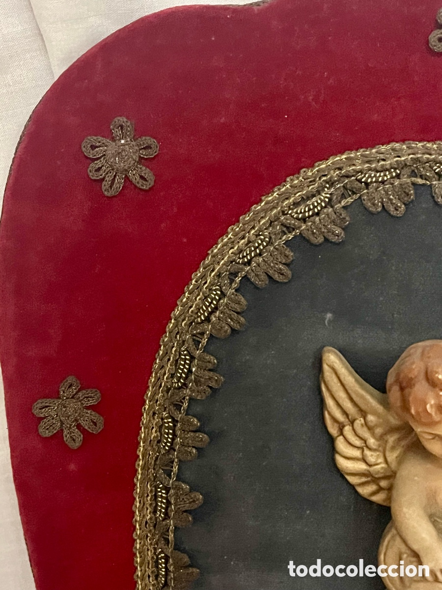 Antig&uuml;edades: CUADRO CON &Aacute;NGEL , muy antiguo - Foto 3