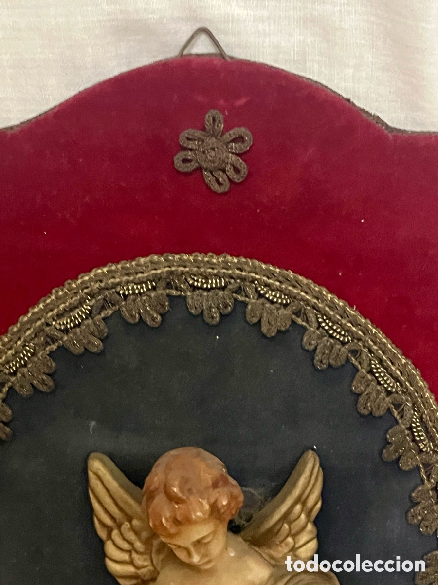 Antig&uuml;edades: CUADRO CON &Aacute;NGEL , muy antiguo - Foto 4