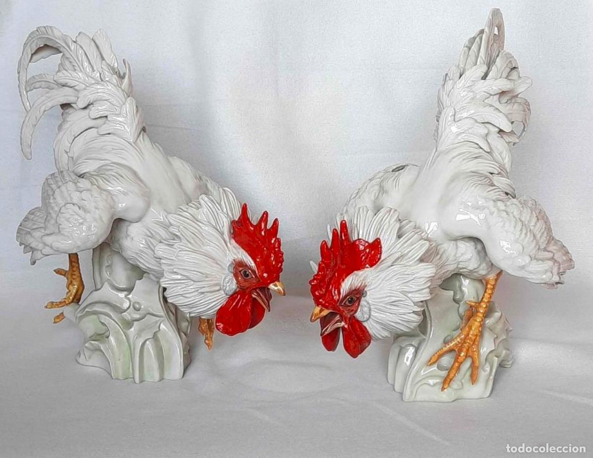 Antig&uuml;edades: Dos Gallos - Porcelana de &Aacute;lgora - Foto 1
