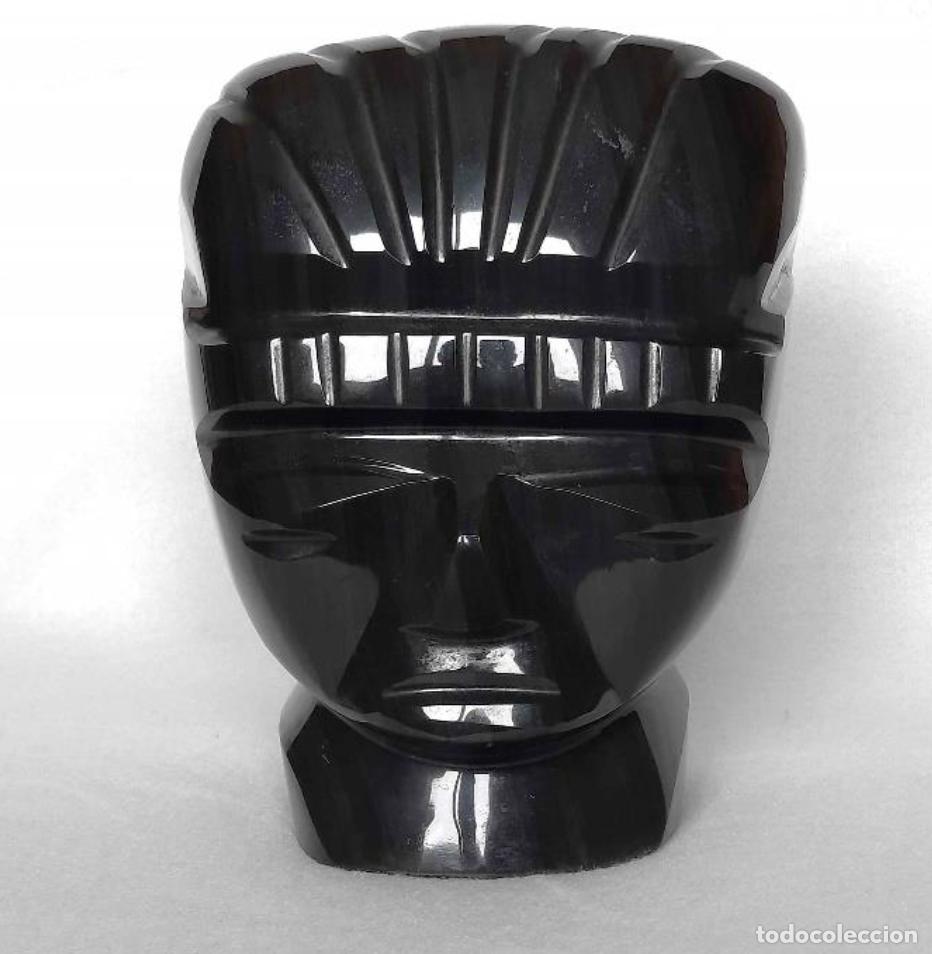 Antig&uuml;edades: Cabeza Azteca Onix - Porcelana - Foto 1