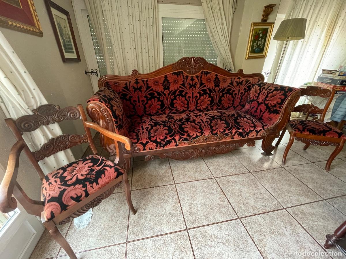 Antig&uuml;edades: Sof&aacute;, 2 sillas y 2 sillones terciopelo - Foto 1