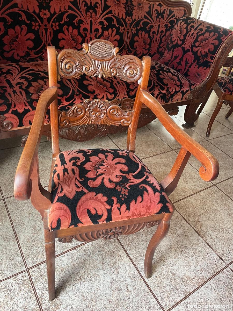 Antig&uuml;edades: Sof&aacute;, 2 sillas y 2 sillones terciopelo - Foto 2