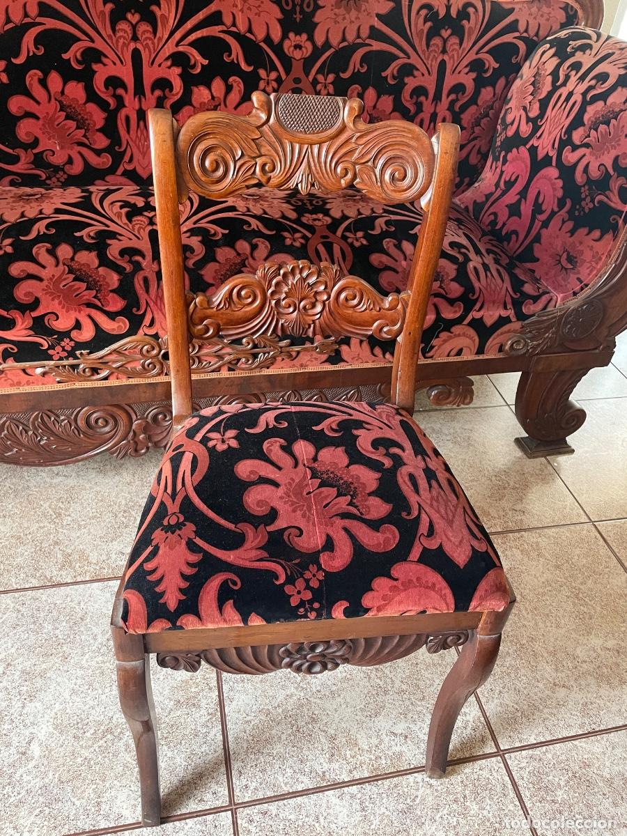 Antig&uuml;edades: Sof&aacute;, 2 sillas y 2 sillones terciopelo - Foto 3